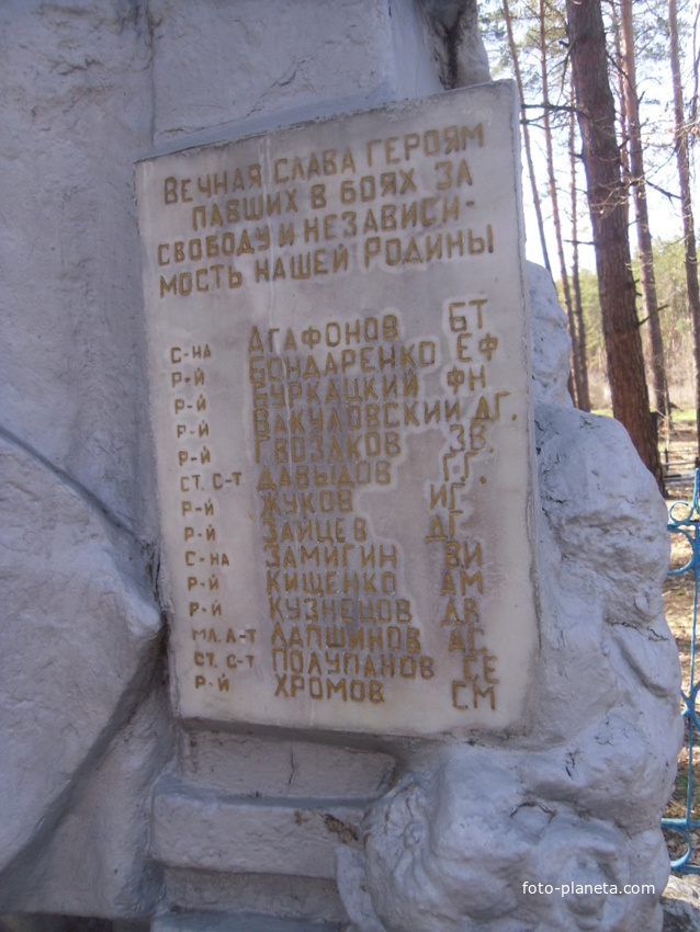 Фамилии погибших солдат.