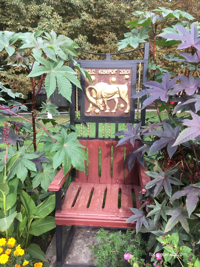 В дендропарке санатория &quot;Виктория&quot;. Один из стульев скульптурной композиции «Площадь знаков зодиака».
