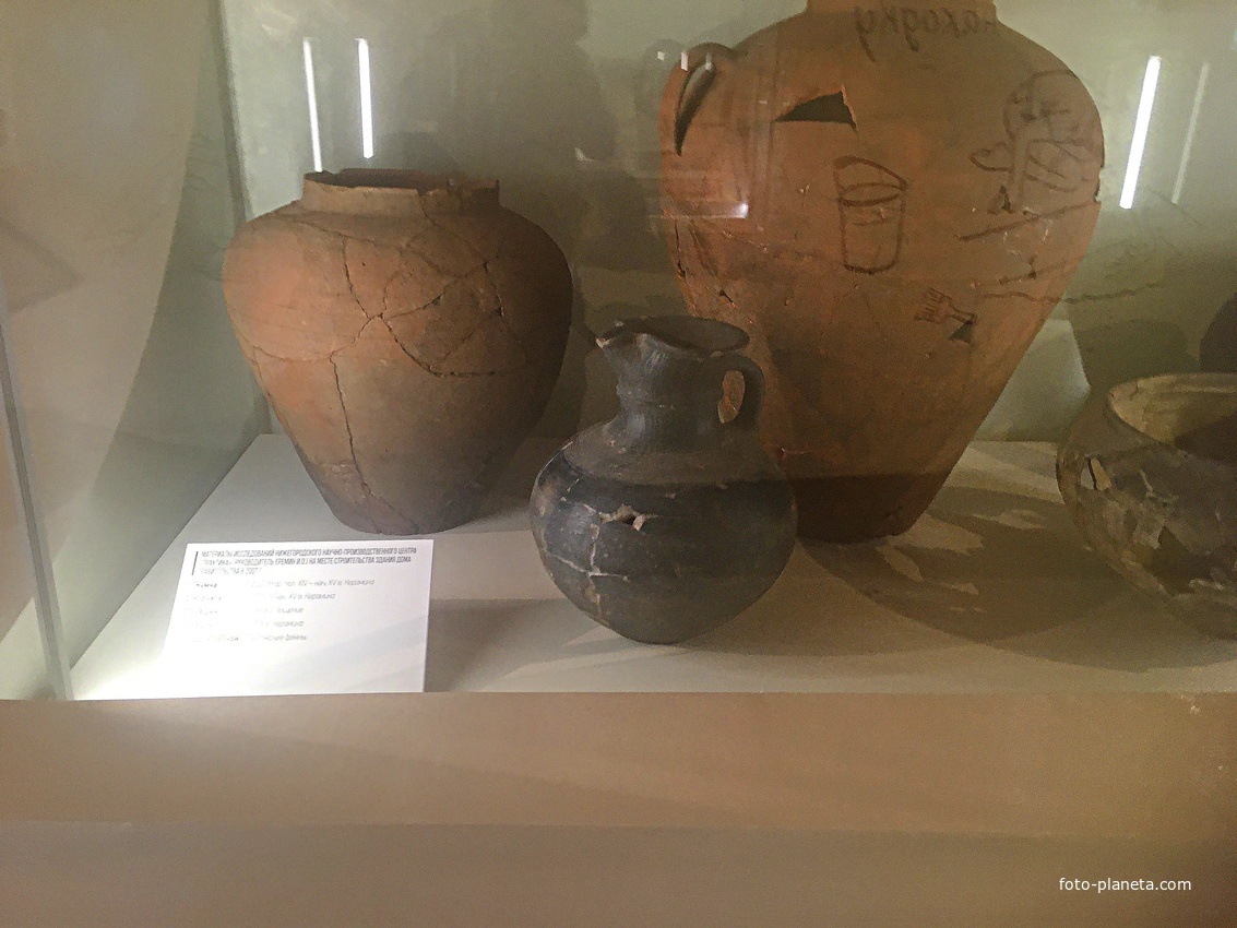 «Град на усть Оки» — двухуровневая экспозиция в Никольской башне Нижегородского кремля. Раздел Археологии. Материалы исследований на месте строительства здания Дома правительства  в 2007г.