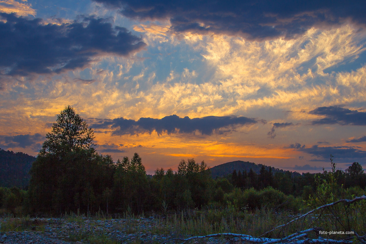 С.Каракокша, закат на р.Саракокша.