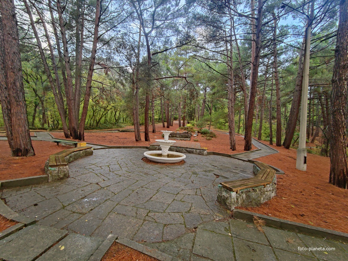 Парк санатория "Горный" в п.г.т. Курпаты. Фонтан.