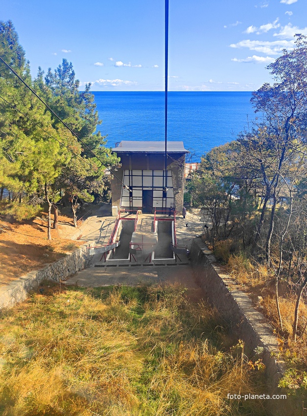 Санаторий "Горный" в п.г.т. Курпаты. Нижняя станции санаторной канатной дороги.