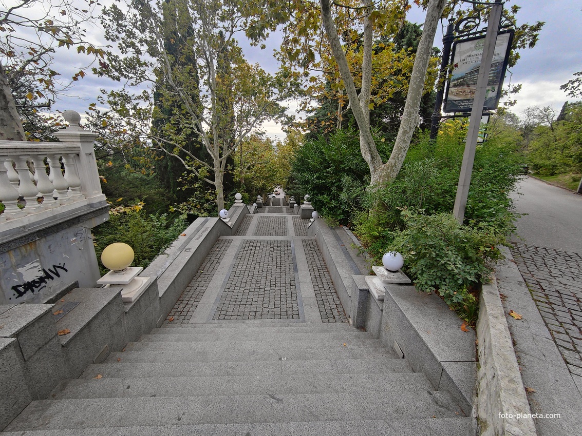 Часть центральной или главной аллеи (променада) Приморского парка около ул. Коммунаров, 2А.