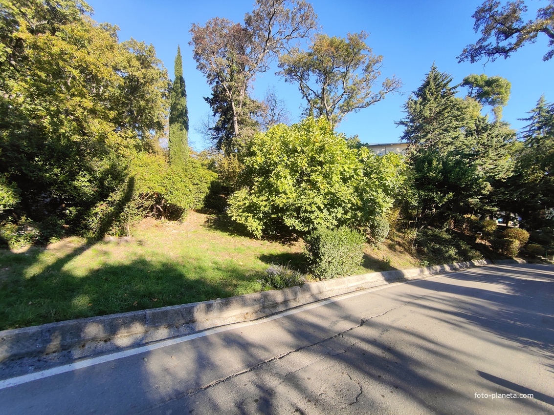 В нижней части посёлка.