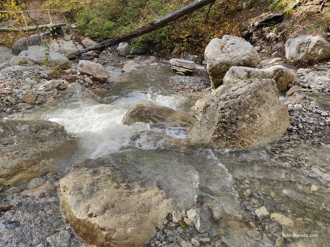 Вдоль экологического маршрута "Штангеевская тропа" на территории Ялтинского горно-лесного заповедника. Река Водопадная.