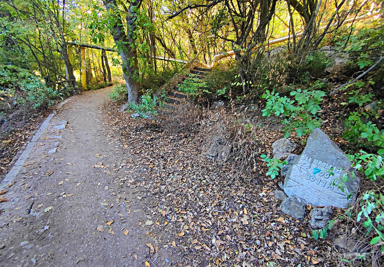 Царская (Горизонт., Солнеч.) тропа вдоль ЮБК от Ливад. дворца до сан. им. Розы Люксембург в Гаспре. Царская (гулял Николай II). Солнечная - после революции. Длина — 6,7 км; наклон — < 3° (потому гориз-я); высота над морем, — 133–203 м. Указ-ль пути.