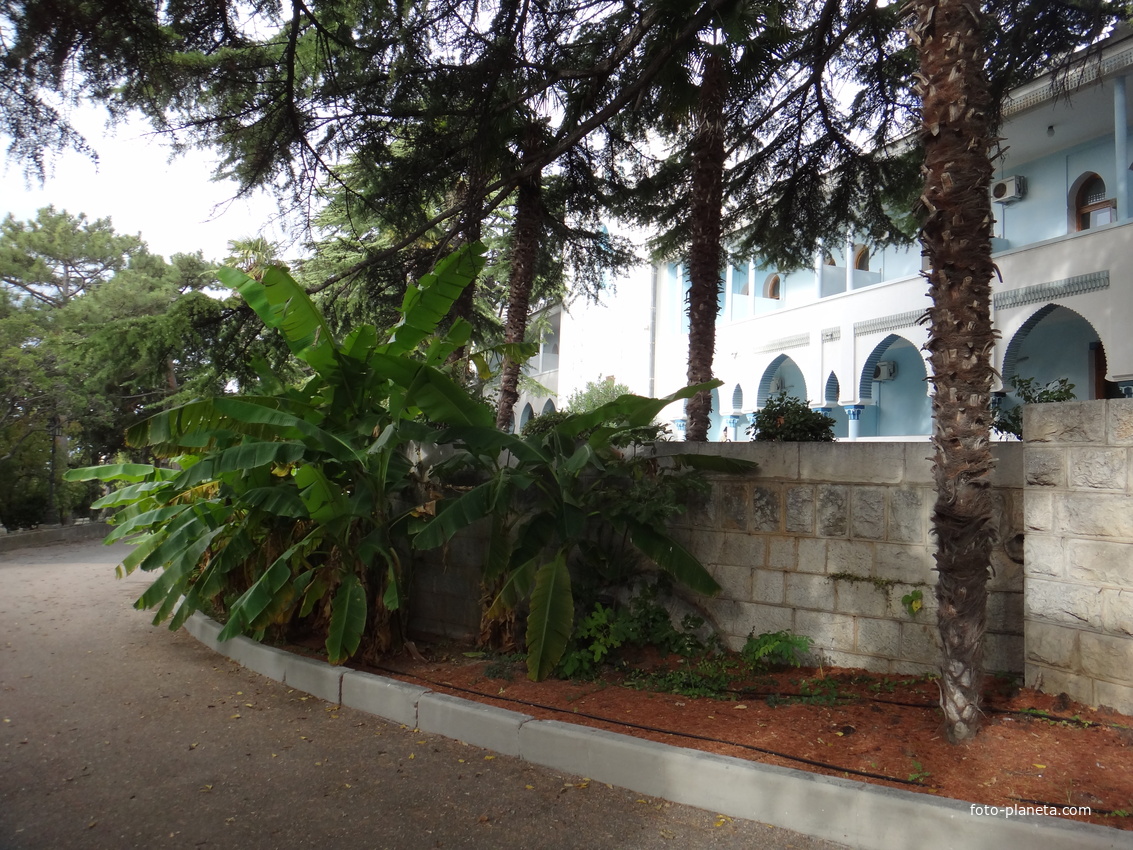 Парк "Дюльбер". Разбит в к. XIX в. Инициатор - велик. князь П. Н. Романов. Проект дворц.-парк. ансамбля с учётом эскизов Романова разраб. ялт. арх. Н. П. Краснов, высажен с участ.  крым. садовода Л. Кремера. Корпус 2 постройки 1938г. в стиле дворца.