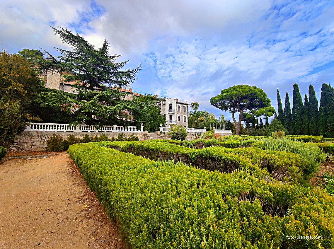 Архитектурно-парковый комплекс Юсуповского дворца. Площадь парка — около 16 га, создан ландш. дизайнером К. Кебахом и директором император. ботанич. сада Н. Гартвисом в 1820-х гг. Южная терраса перед дворцом Голицыной (Гостевым домом).