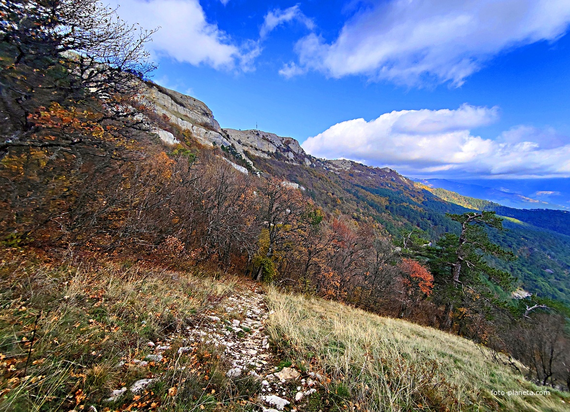 Вид с Кореизской тропы на склоны Ай-Петринской яйлы  перед её вершиной.