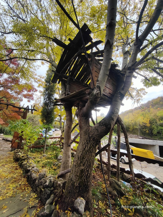 На территории кафе «Крымский дворик Улу-узень» недалеко от водопада Джур-Джур.