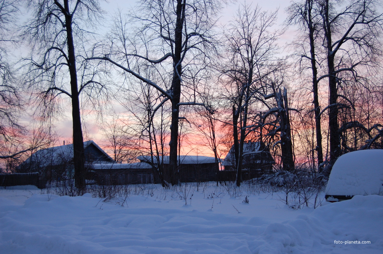 деревня Бреднево зимний вечерний пейзаж