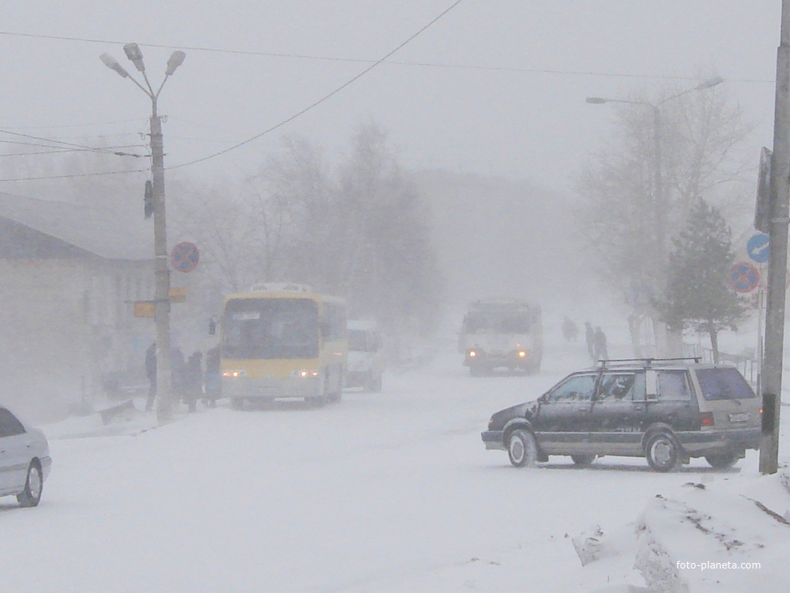 Автовокзал в пургу