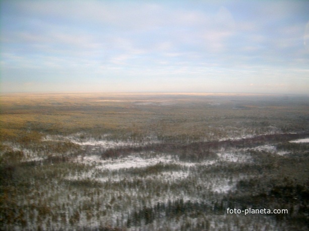 Сосьва.Вид с вертолёта на западно-Сибирскую равнину