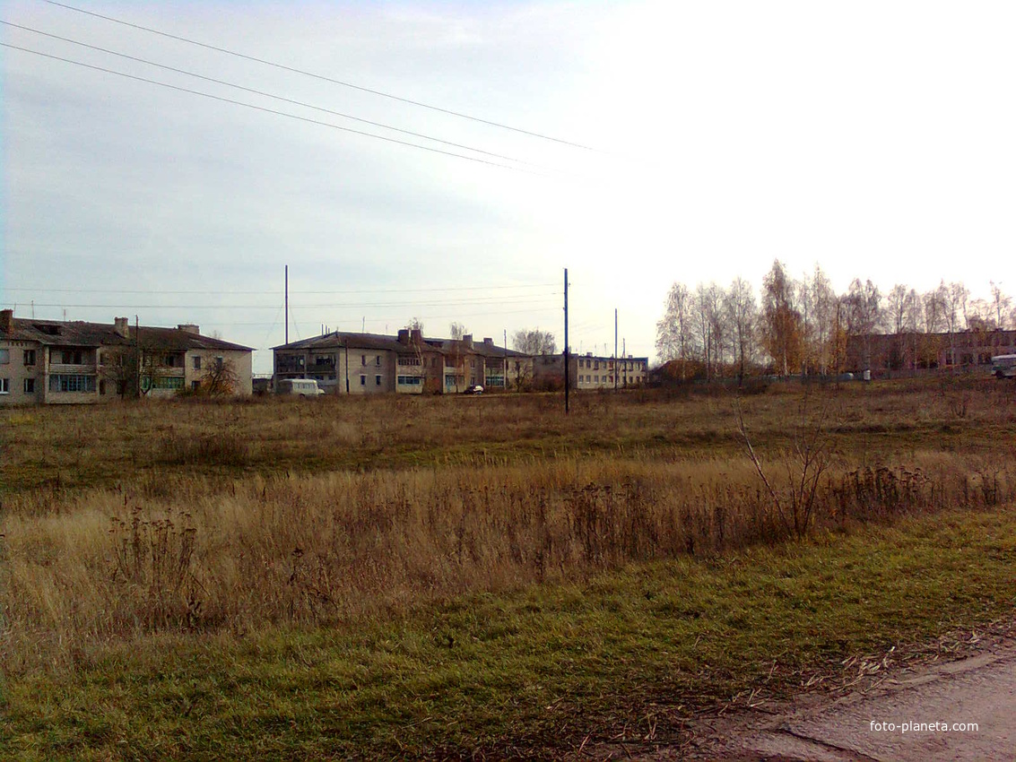 Вид на дома и школу села Яблонево
