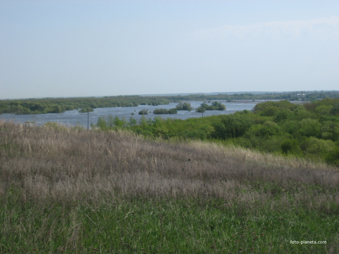 Разлив реки Вороны 2012, с. Кулябовка на том берегу