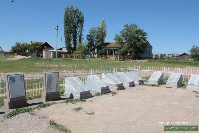 Мемориальные стелы с именами захороненых у школы