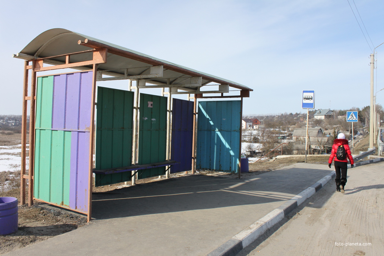 Шопино. Автобусная остановка на трассе.