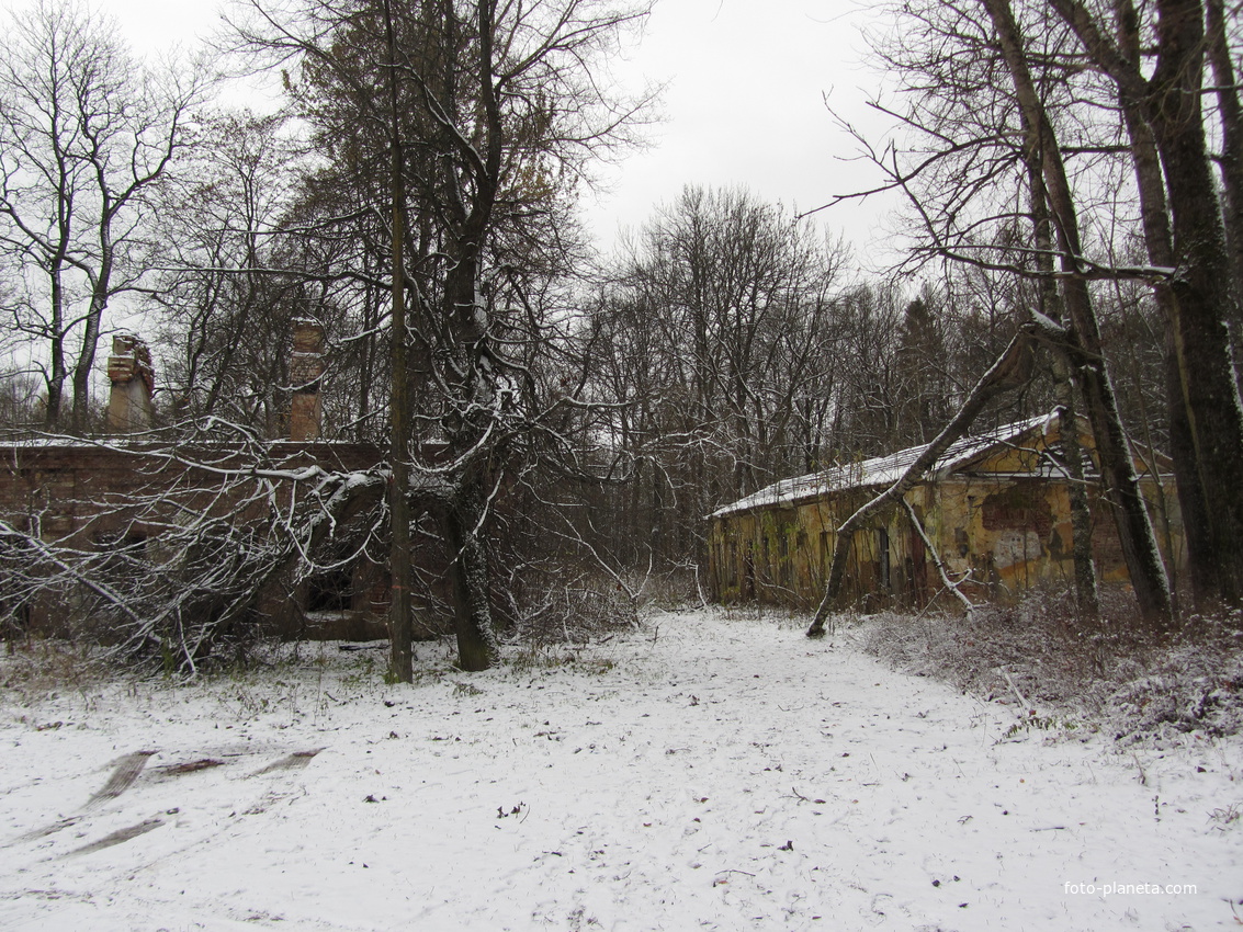 Руины хозяйственных построек в Ропшинском парке.