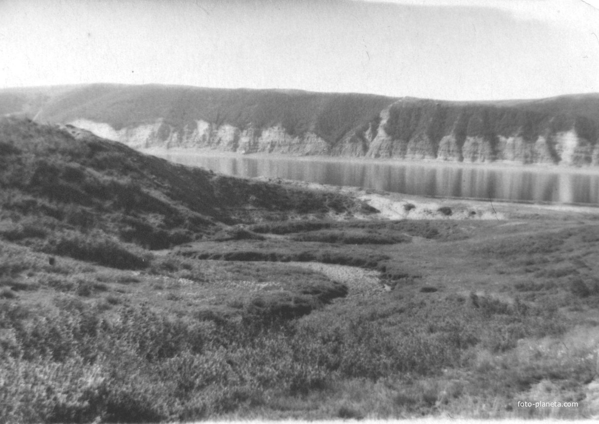 Летний пейзаж с видом на реку Лена в районе с. Кюсюр, 1956 г.
