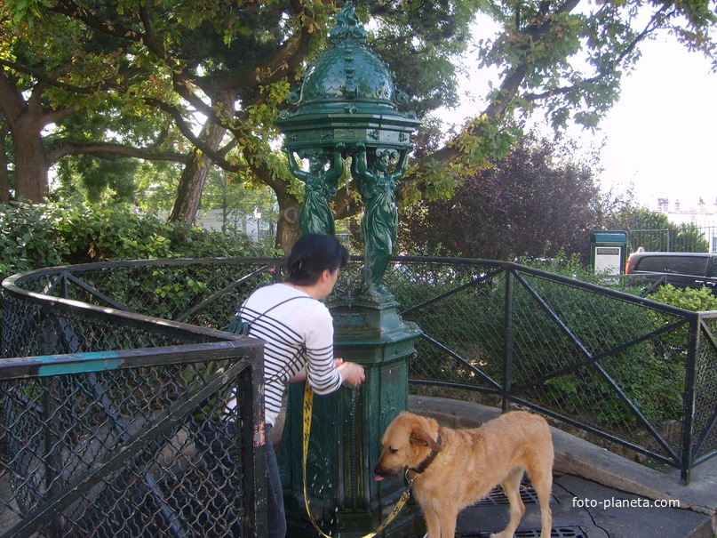 Парижанка с собачкой на Монмартре
