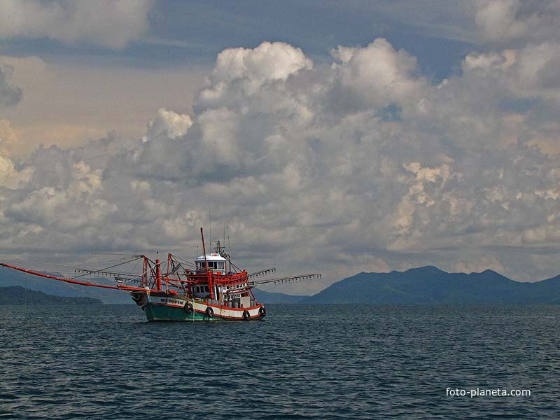 Рыболовная лодка, обеспечивающая туристов свежими морепродуктами