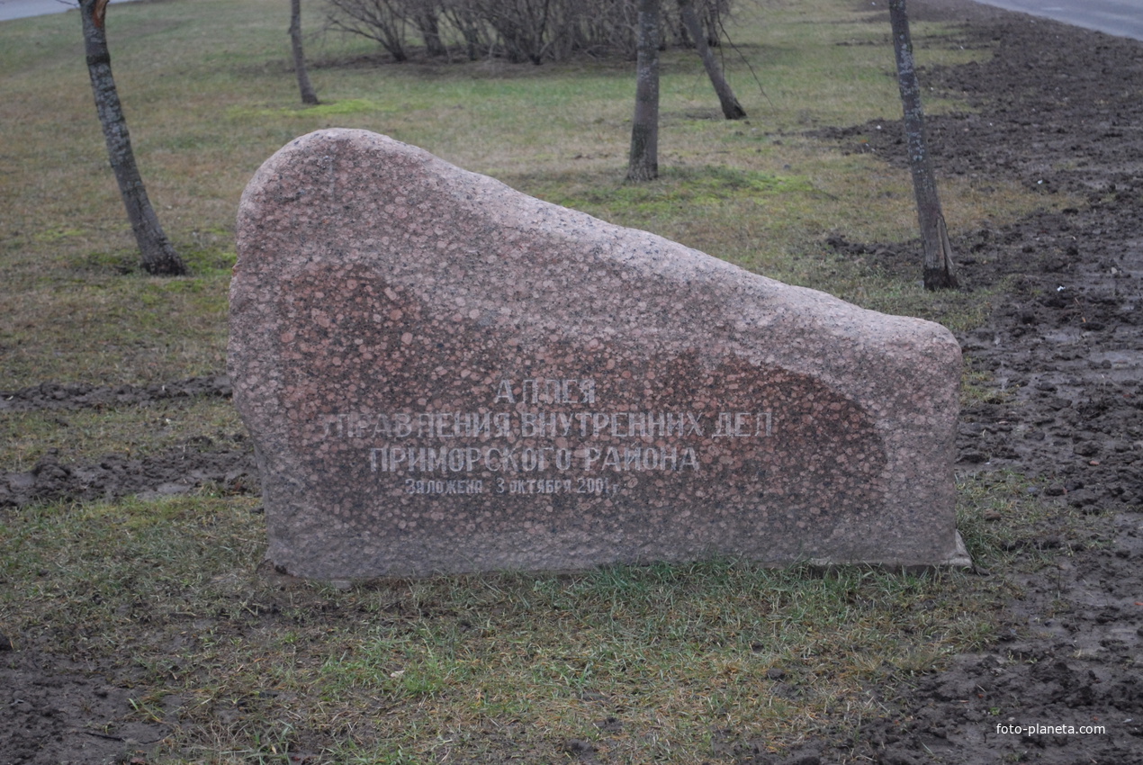 Камень.Заложенный 3 октября 2001 года.Аллея управления УВД Приморского района.