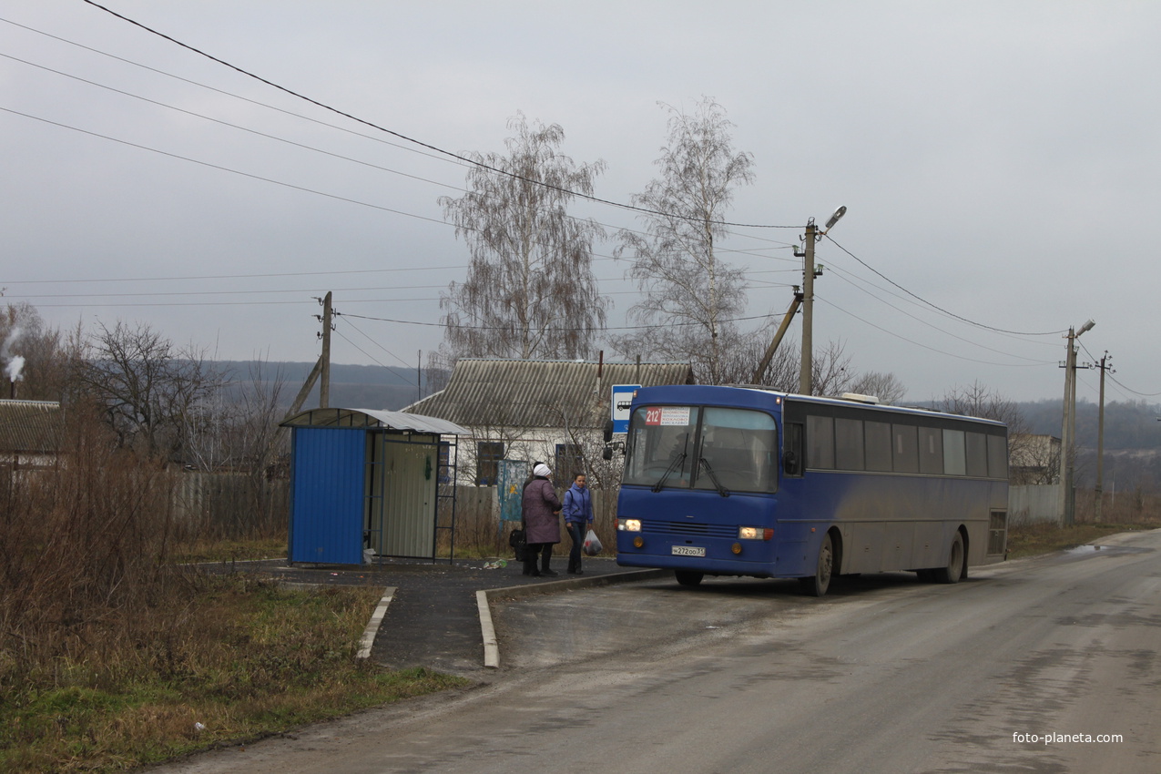 Киселево. Автобусная остановка на выезде из села.
