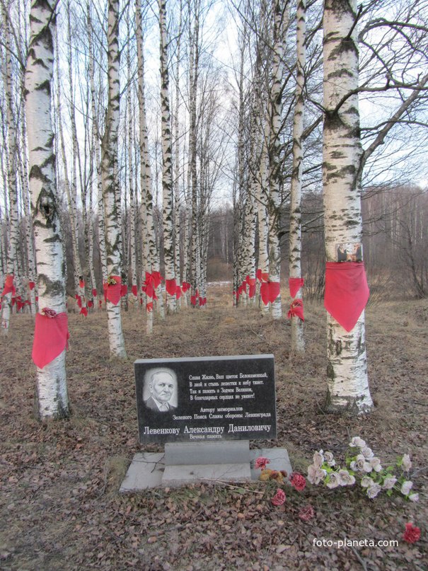 Аллея дружбы, соединяющая мемориал с Траурным курганом, на котором установлены 8 бетонных плит с текстом Дневника Тани Савичевой