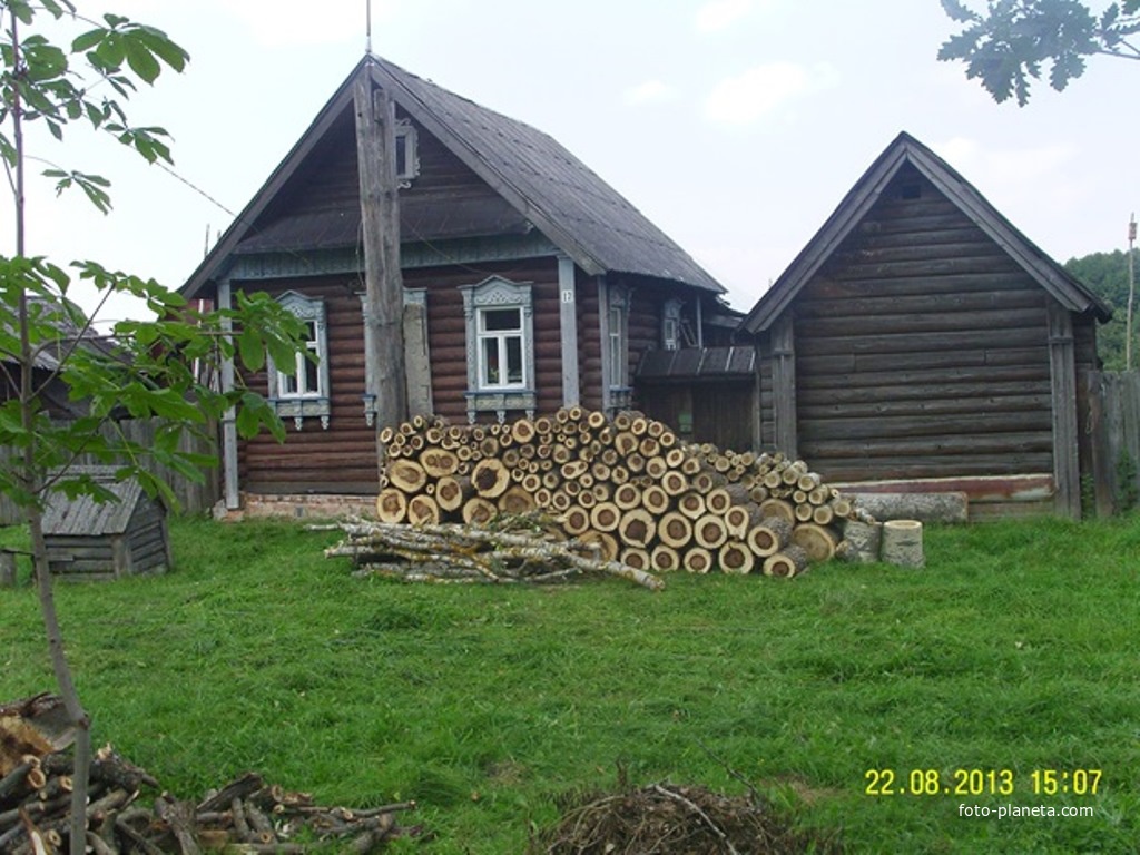 После обрезки деревьев в деревне Вершина