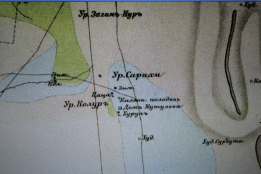 карта 1909 г. Калмыцкой степи, где видим урочище Сараха