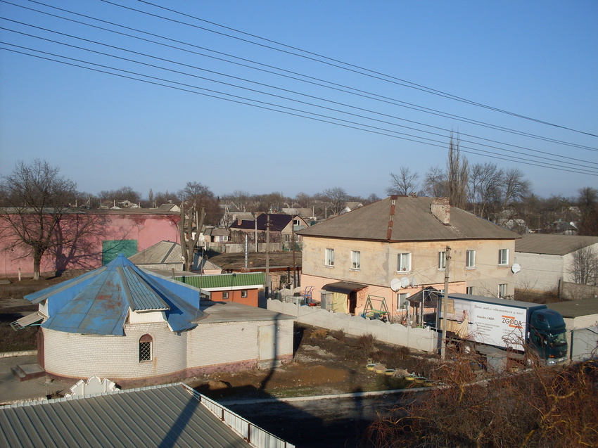Синельниково.Вид с переходного моста жд станции Синельниково-2. 20.02.2016