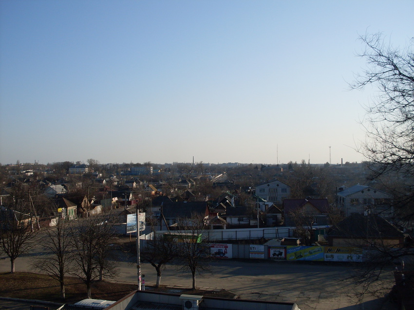 Синельниково.Вид на юг с переходного моста железнодорожной станции Синельниково-2. 20.02.2016