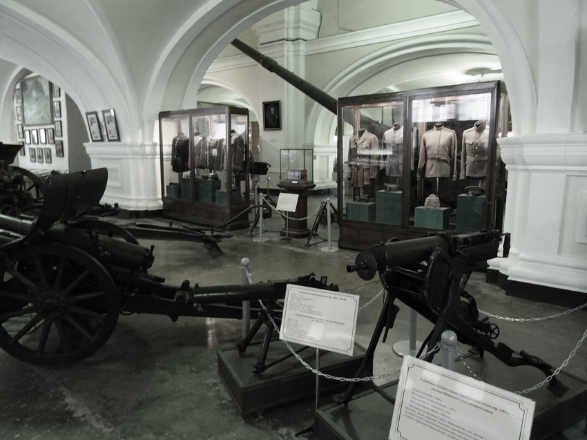 Музей артиллерии, инженерных войск и войск связи. Зал истории артиллерии с середины 19 века до 1917 года.