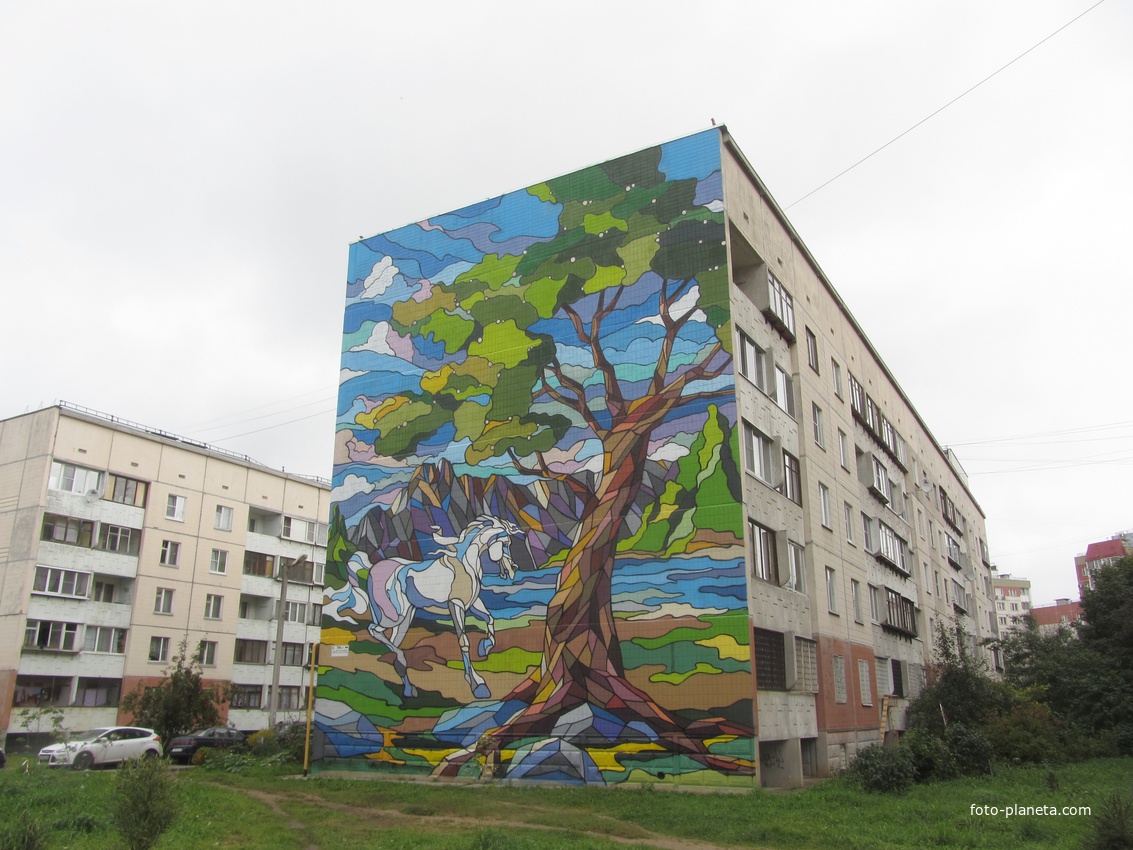 Граффити  украсили дом к 220- летию города Гатчины