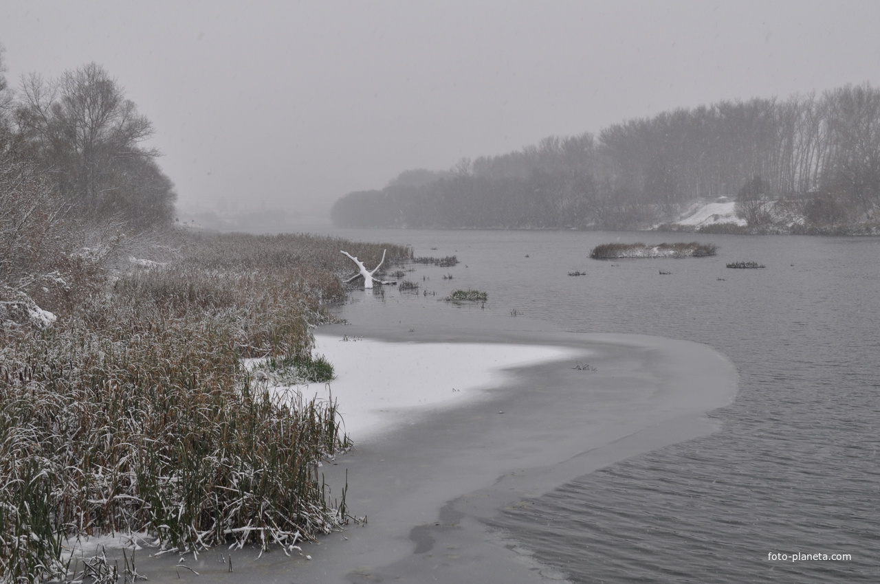 Река Сосна. Первый снег.
