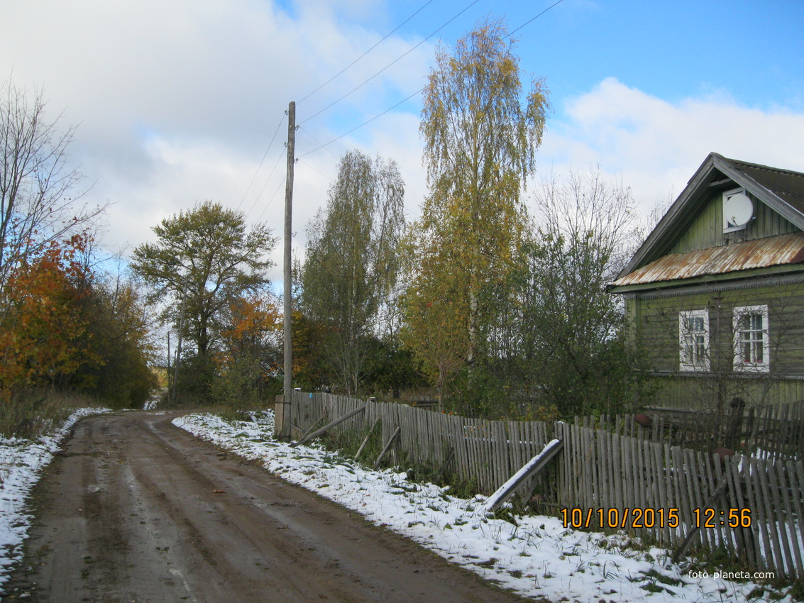 Первый снег в деревне.