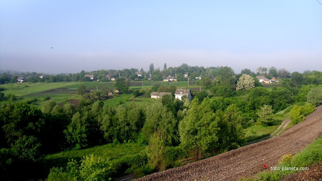 Вид на село з залізничного насипу.
