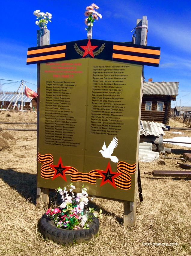 Памятный знак со списком участников войны в деревне Аким