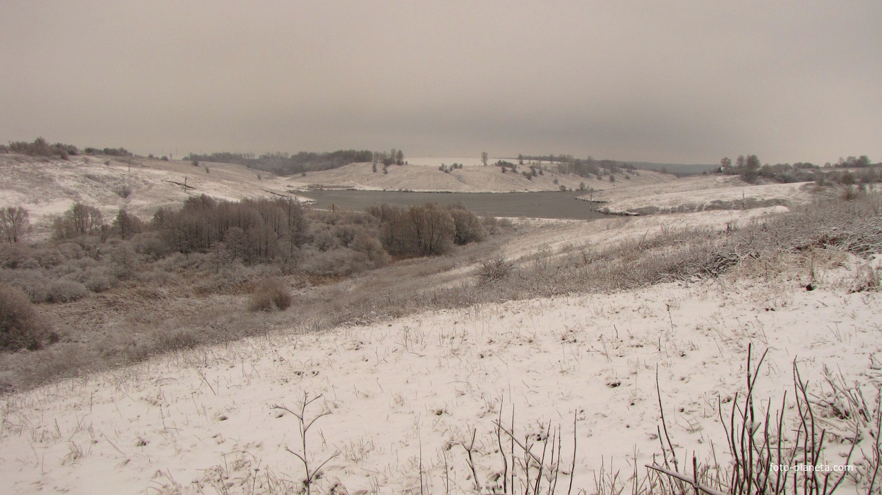 Пруд  зимой в селе Скородном Курской области.
